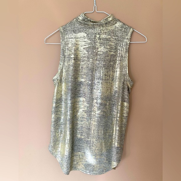 NWT Anthropologie Postmark Mock Neck Metallic Shimmer Sleeveless Top - size XS - Picture 3 of 13